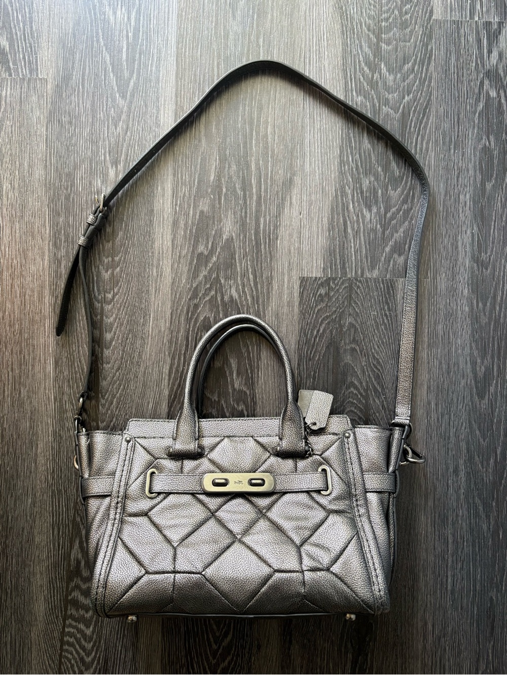 Coach Swagger 27 Canyon Quilt, Metallic Gunmetal, Crossbody Bag